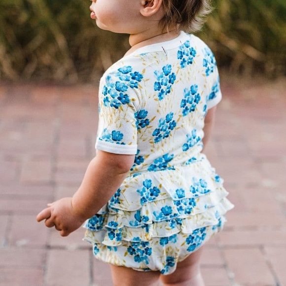 Milkbarn Green Floral Bamboo Ruffle Bloomer, 3-6 months - Picture 6 of 7